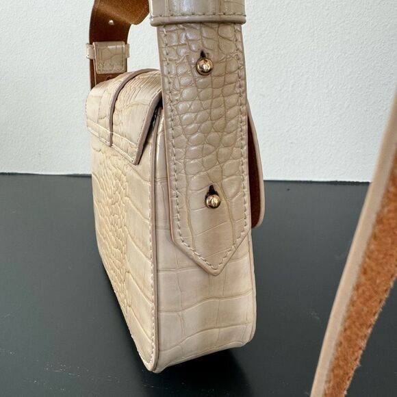 Most Wanted Crocodile Print Embossed Small Leather Saddlebag Mini Crossbody - Picture 6 of 10